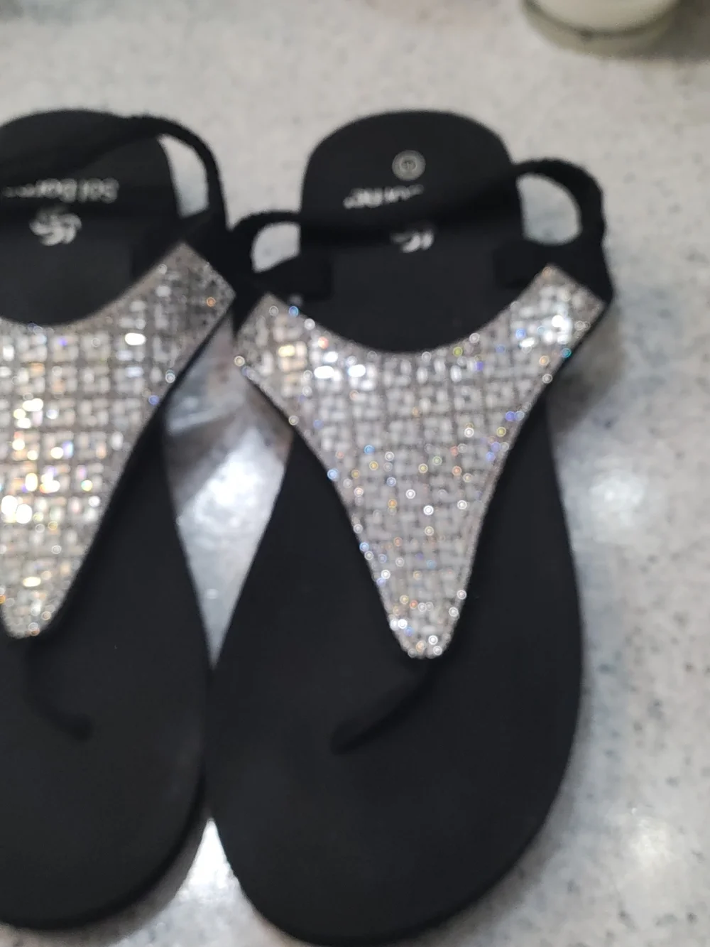Black Rhinestone👑🫵✨ T-Strap Women's Sandals